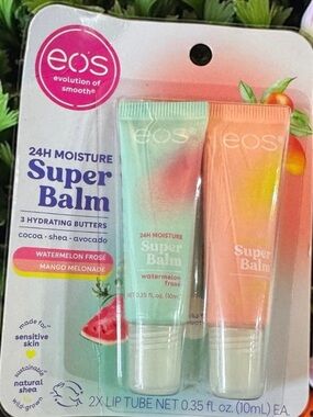 eos 24H Moisture Super Balm Lip Tubes - Watermelon Frosé & Mango Melonade - NEW